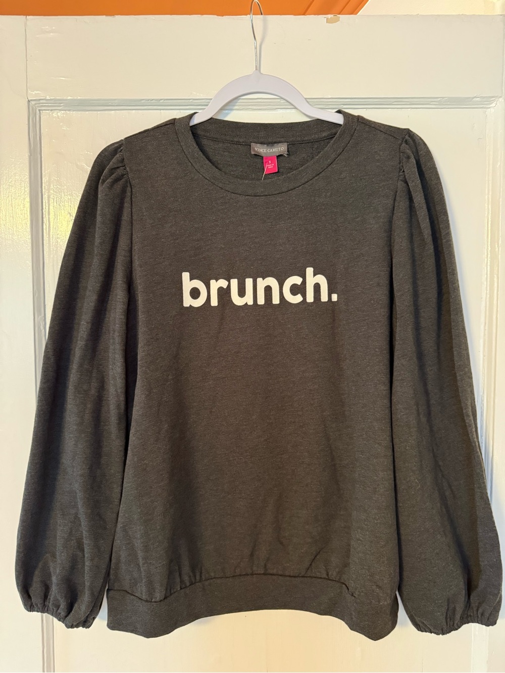 Brunch. Puff Sleeve Vince Camuto Sweatshirt - Charcoal Gray